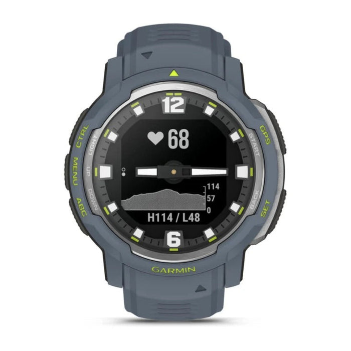 Garmin Instinct Crossover Blue Granite Silicone Analog Hands and Digital Display Rugged Hybrid Smartwatch - 010-02730-14