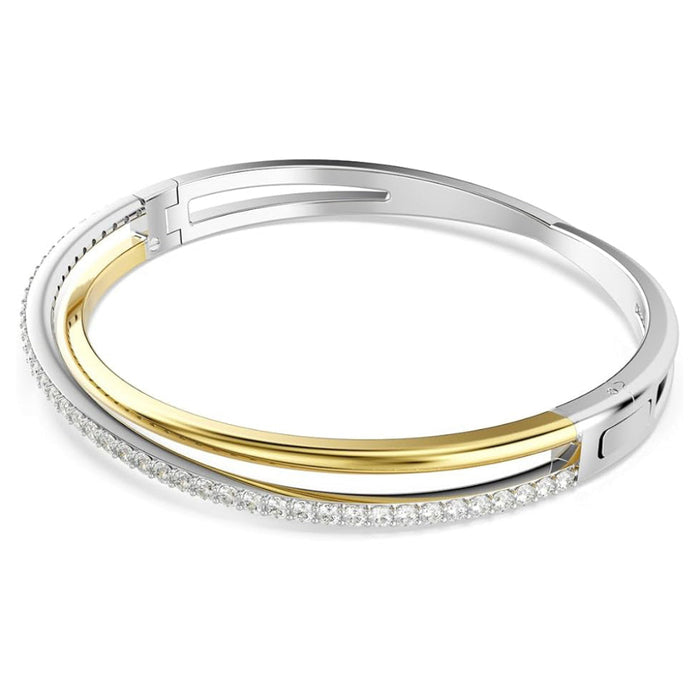 Swarovski Women's Clear Cubic Zirconia Mixed Metal Finish Round Cut Hyperbola Bangle Bracelet - 5689721