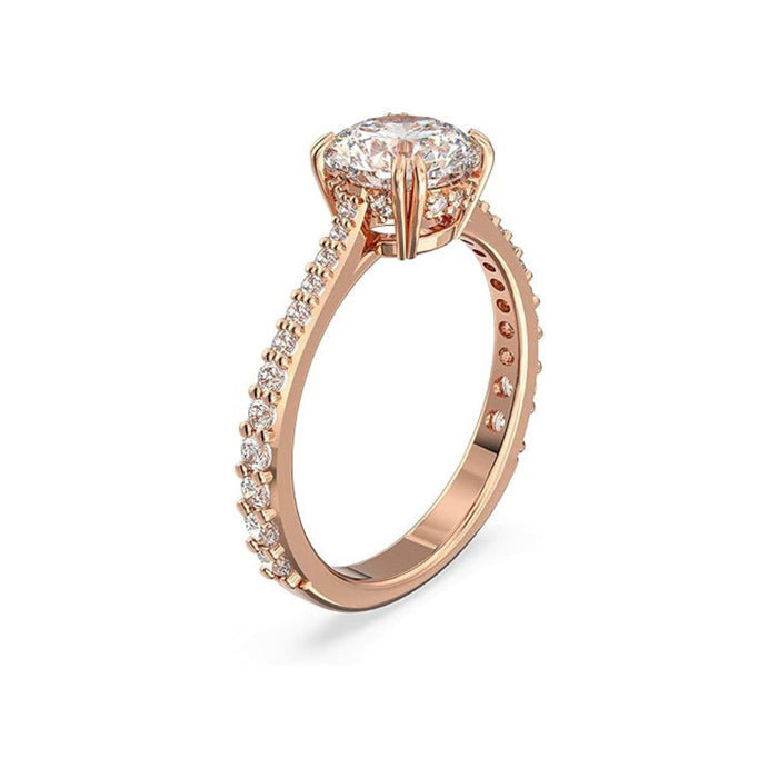 Swarovski Part of the Constella Collection Women's White Crystals on a Rose Gold-Tone Finish Setting Size 7 Stilla Ring - 5638548