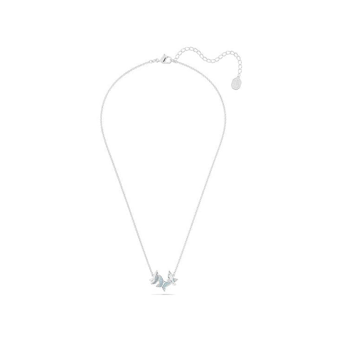 Swarovski Women's Blue Crystals in a Rhodium Tone Finished Setting Lilia Butterfly Necklace - 5662181
