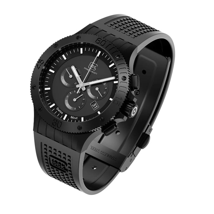Glock Unisex Black Dial Silicone Rubber Band Chronograph Swiss Quartz Watch - GW-42-2-24