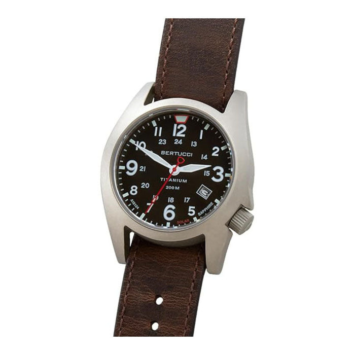 Bertucci Men's Black Dial Alpina Brown Duraform Leather Band Analog Solar Watch - 12903