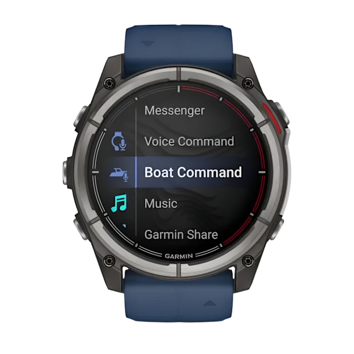 Garmin® quatix® 8 47 MM Unisex Blue Bright AMOLED Display Chartplotter Controls Built-in Flashlight 24/7 Health & Wellness Features Marine GPS Smartwatch - 010-02904-50