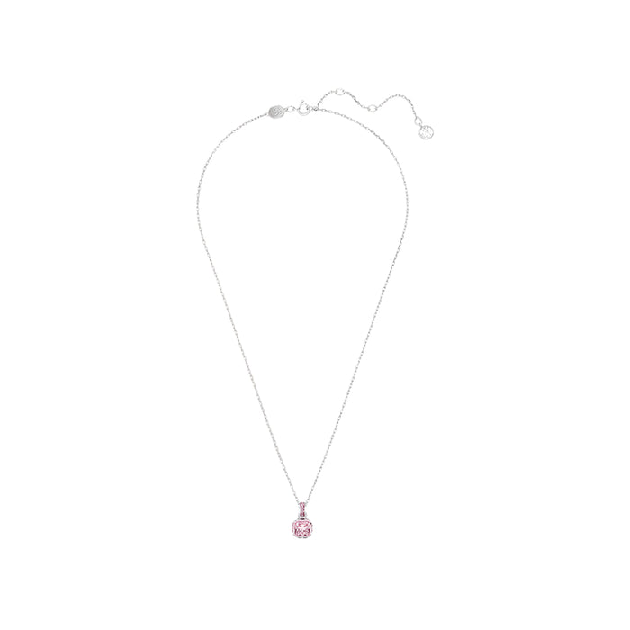 Swarovski Women's Pink Square-Cut Stone and Crystals in a Rhodium-Finished Setting October Birthstone Pendant Necklace - 5651791