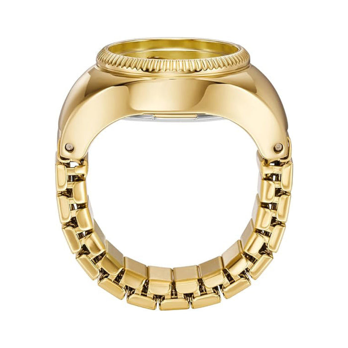 Fossil Women's Gold Dial Gold Stainless Steel Band Analog Quartz Two-Hand Watch Ring - ES5246
