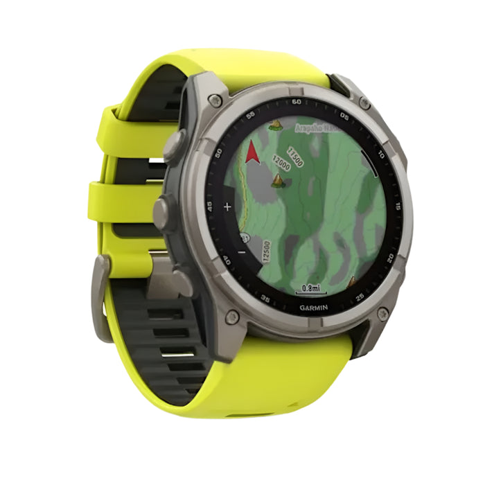 Garmin fēnix 8 Unisex Titanium with Amp Yellow/Graphite Band Solar Amoled Sapphire Long-Lasting Battery Life Dive-Rated Built-in LED Flashlight 51 Millimeters Premium Multisport GPS Smartwatch - 010-02907-20