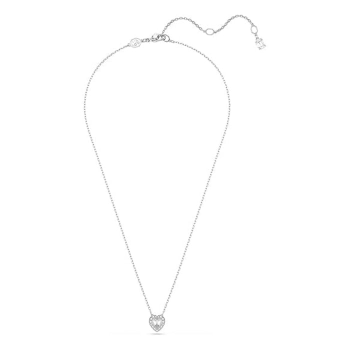 Swarovski Women's Clear Crystal Heart Pendant In Rhodium Finish Ariana Grande Angelic Necklace - 5720852