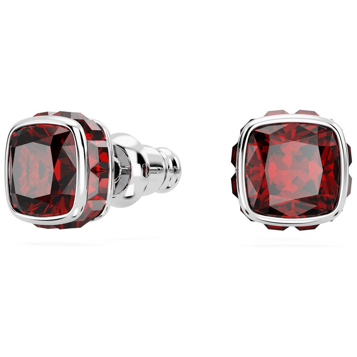 Swarovski Women's Red Rhodium Finish Square Cut January Birthstone Stud Earrings - 5660798