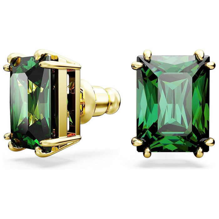 Swarovski Women's Green Rectangular-Cut Stones in a Gold-Tone Finished Setting Stilla Stud Earrings - 5677142