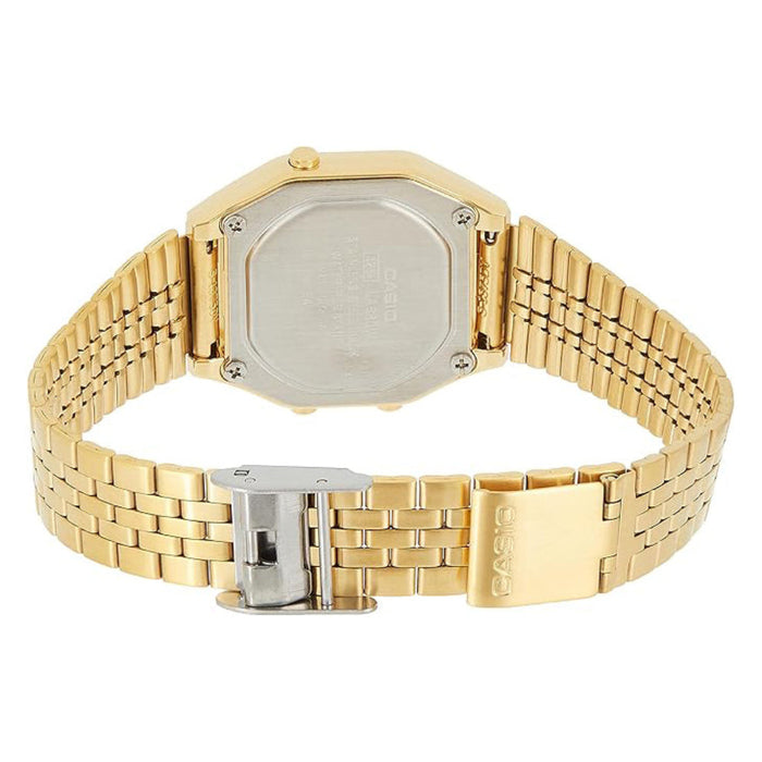 Casio Women's Gold Dial Gold Stainless Steel Band Digital Quartz Watch - LA680WGA-9DF