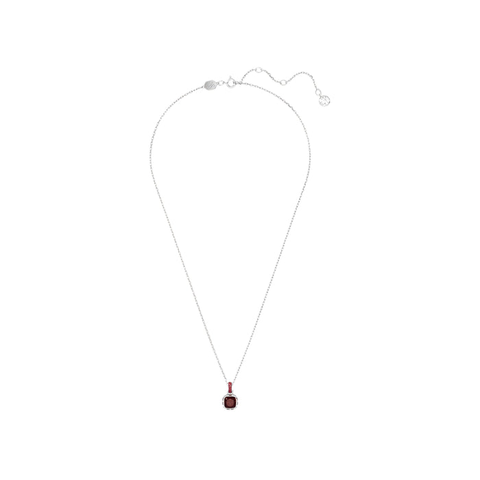 Swarovski Women's Red Square-Cut Stone and Crystals in a Rhodium-Finished Setting January Birthstone Pendant Necklace - 5651709