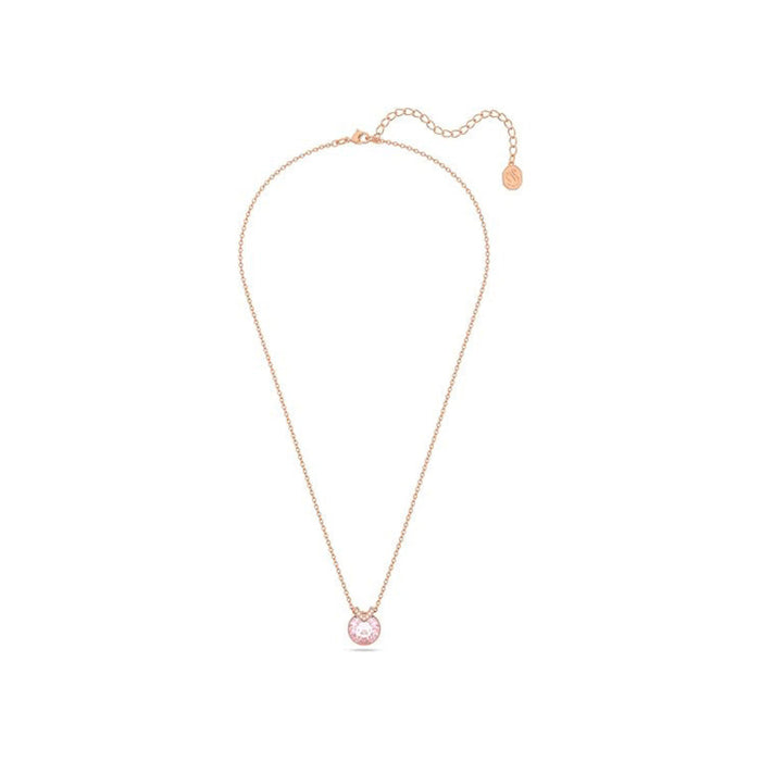 Swarovski Women's Round Pink Center Crystal and Crystal Pavé on Rose-Gold Tone Finished Chain Bella V Pendant Necklace - 5662088
