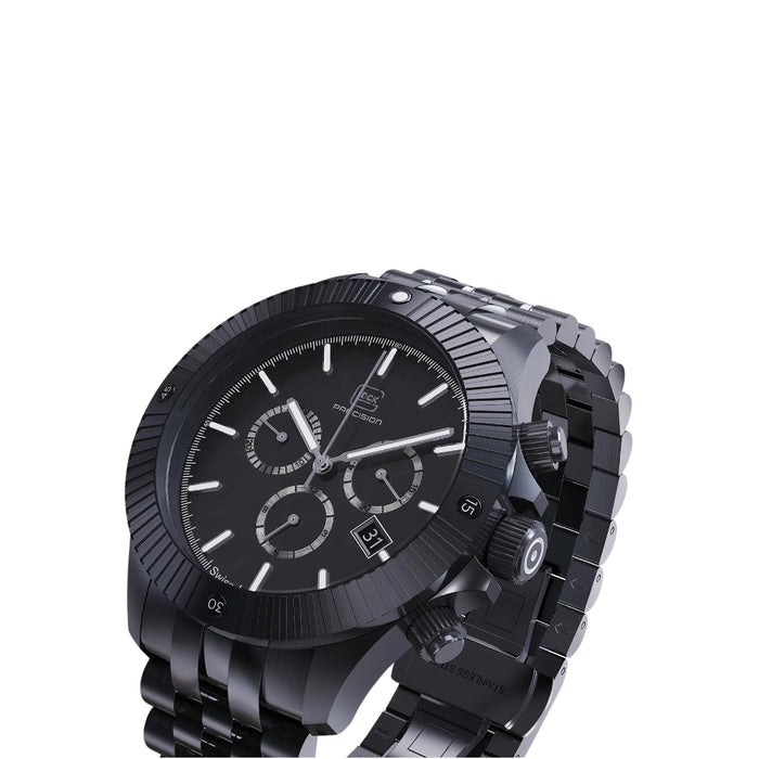 Glock Unisex Black Dial Gray stainless steel Band Chronograph Swiss Quartz Watch - GW-38-1-22