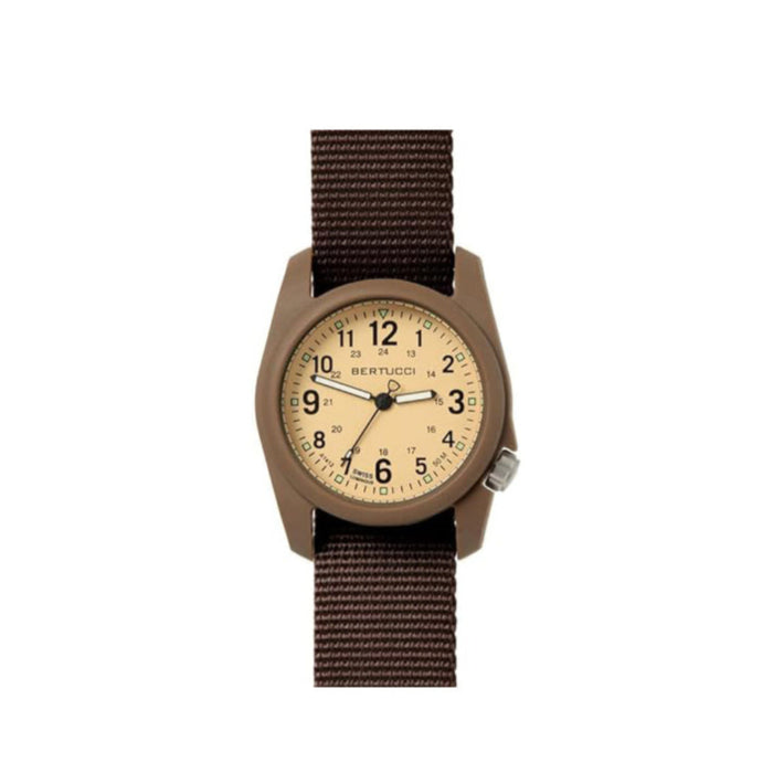 Bertucci DX3 Field Unisex Patrol Khaki Dial Brown Nylon Band Analog Japanese Quartz Watch - 11130