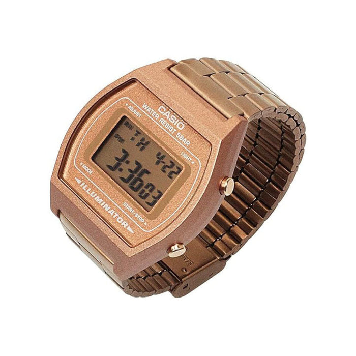 Casio Women's Gold dial Rose Gold Band Digital Quartz Watch - B640WC-5ADF