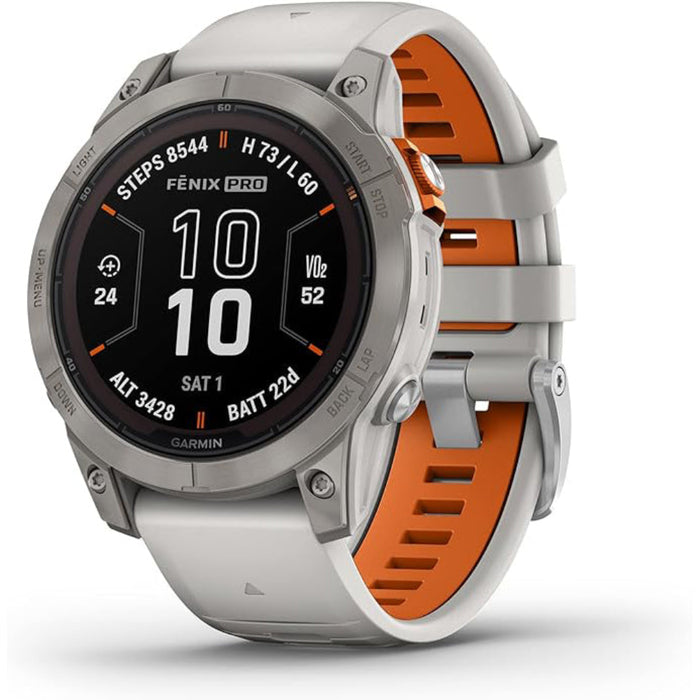 fenix 7 flashlight Garmin fenix 7 Pro Sapphire Solar Built-in Flashlight Solar Charging Capability Fog Gray/Ember Orange Multisport GPS Smartwatch