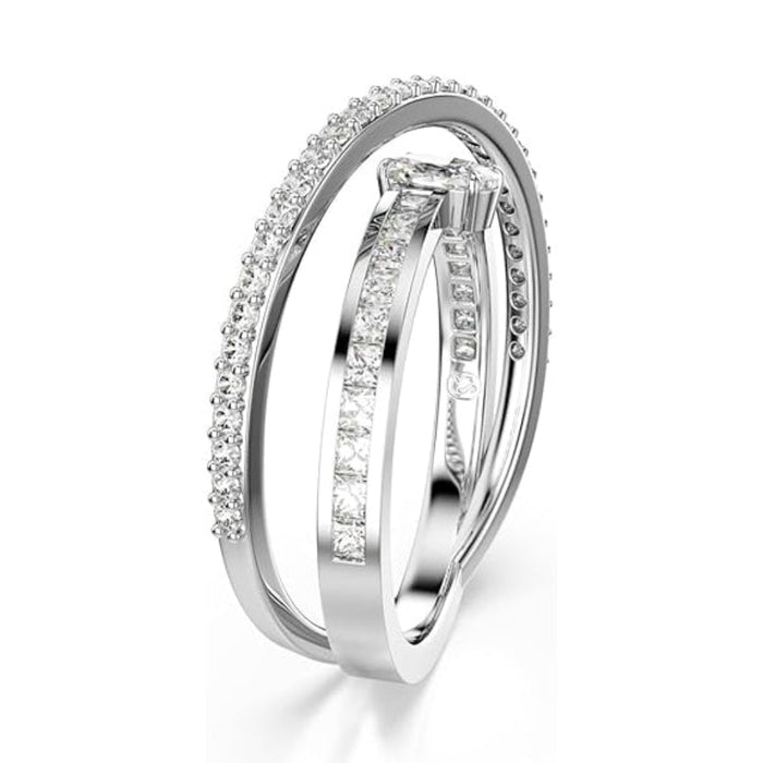 Swarovski Women's Clear Cubic Zirconia Rhodium Finished Size 5 Mixed Cuts Hyperbola Ring - 5691228