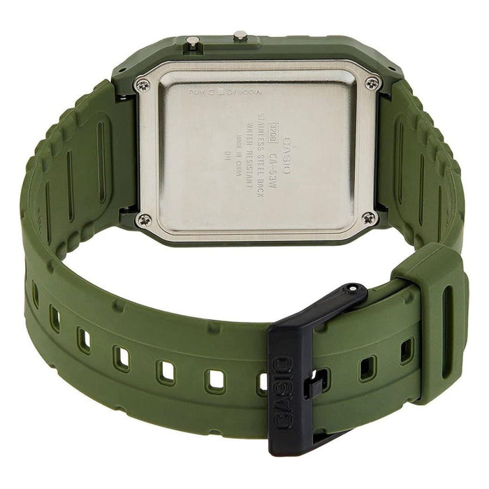 Casio Men's Black Dial Green Resin Band Digital Quartz Watch - CA-53WF-3BDF