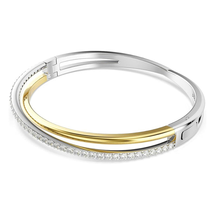 Swarovski Women's Clear Cubic Zirconia Mixed Metal Finish Round Cut Hyperbola Bangle Bracelet - 5689720