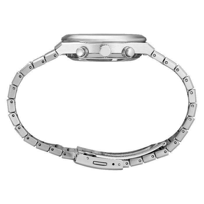 Seiko Men's Gray Dial Silver Stainless steel Band Analog Chronograph Quartz Watch - SSB455