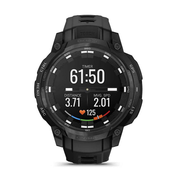 Garmin Instinct® Unisex Black With Black Silicone Band Crossover AMOLED - Tactical Edition Analog Watch Hands And Bright AMOLED Display Rugged Hybrid GPS Tactical Smartwatch  - 010-03398-02
