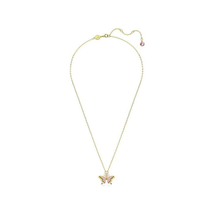 Swarovski Women's Butterfly Motif Multicolored Crystals on a Gold-Tone Finished Chain Idyllia Pendant Necklace - 5658857