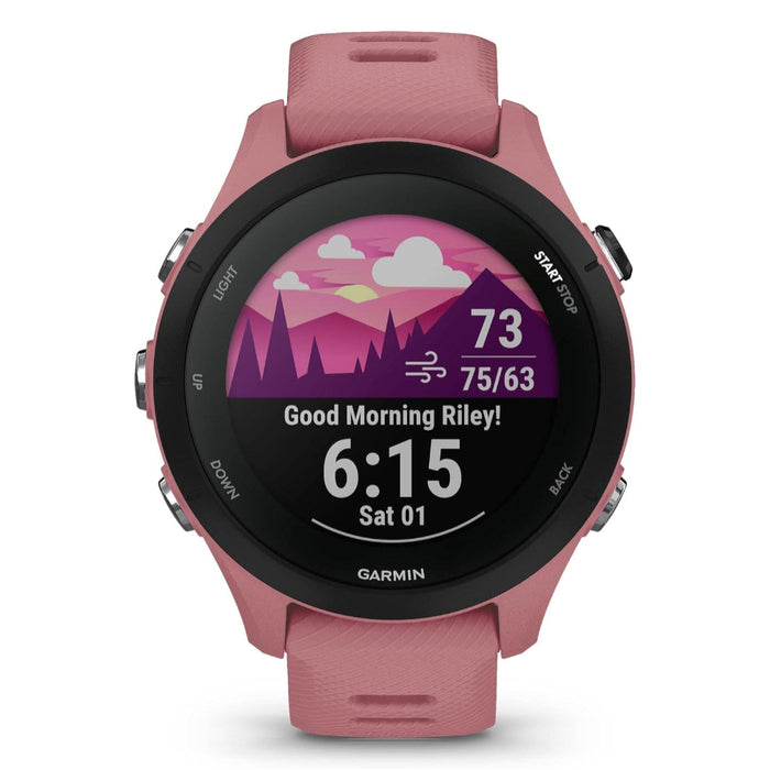 Garmin Forerunner® 255S Women's Light Pink Silicone Band Advanced Insights Long-Lasting Battery Smaller GPS Running Smartwatch - 010-02641-03