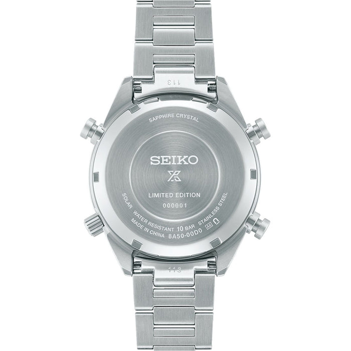 Seiko Men's White Dial Silver-tone Stainless Steel Band Chronograph Quartz Watch - SFJ009