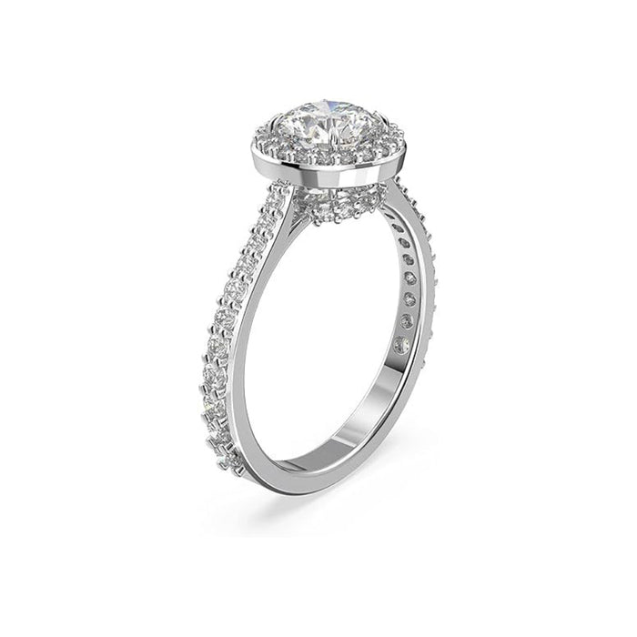 Swarovski Women's Clear enterpiece and Pavé Zirconia on a Rhodium Finish Setting Size 7 Una Ring - 5636267