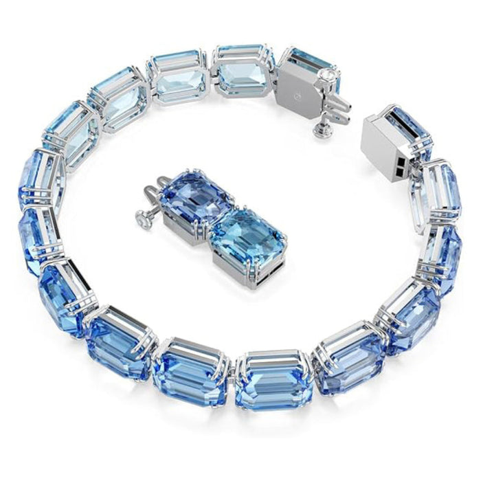 Swarovski Women's Blue Rhodium Finished Octagon Cut Color Gradient Millenia Tennis Bracelet - 5694135