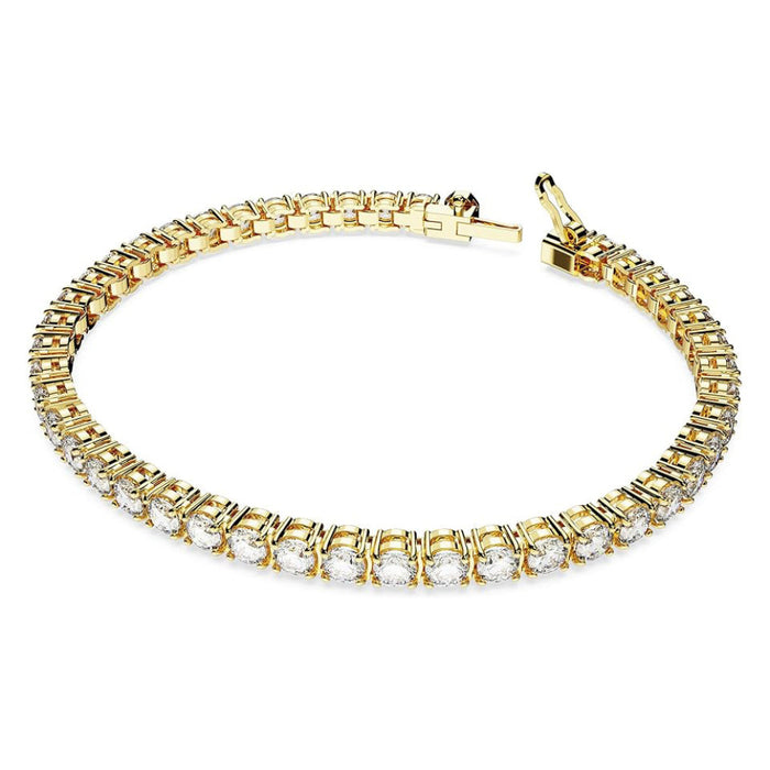 Swarovski Women's Clear Gold-Tone Finished Round Cut Matrix Tennis Bracelet - 5657662