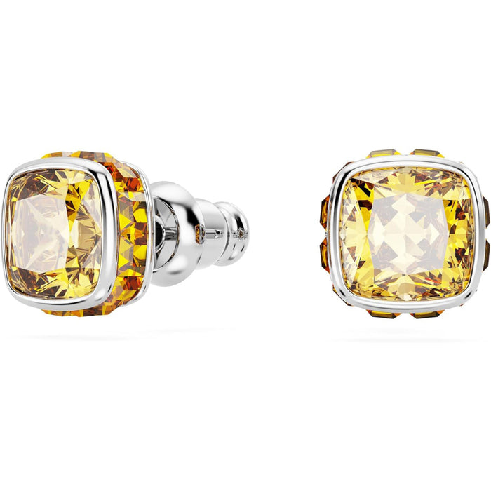 Swarovski Women's Yellow Square-Cut Stone and Crystals in a Rhodium-Finished Setting November Birthstone Stud Earrings - 5660802
