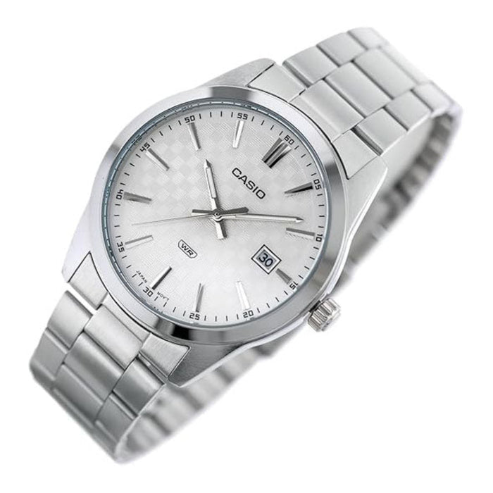Casio Men's White Dial Metallic Stainless Steel Band Analog Quartz Watch - MTP-VD03D-7AUDF