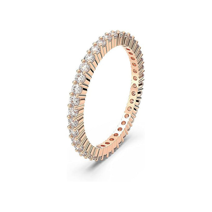 Swarovski Women's Round Cut Clear Crystal Rose Gold-Tone Finish Size 7 Vittore Ring - 5655707