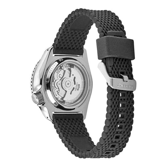 Seiko Men's 5 Sports Silicone Strap Black Dial Automatic Watch - SRPD95