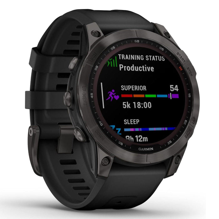 Garmin fenix 7 Sapphire Solar Edition Black DLC Titanium with Black Band Solar Charging Capabilities GPS Touchscreen Smart Watch - 010-02540-34