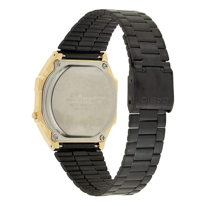 Casio Unisex Black Dial Black Stainless Steel Band Digital Quartz Watch - A168WEGB-1BDF