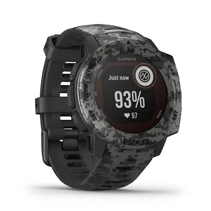 Garmin Instinct Solar Unisex Graphite Camo Built-in Sports Apps And Health Monitoring Rugged Outdoor Smartwatch - 010-02293-15