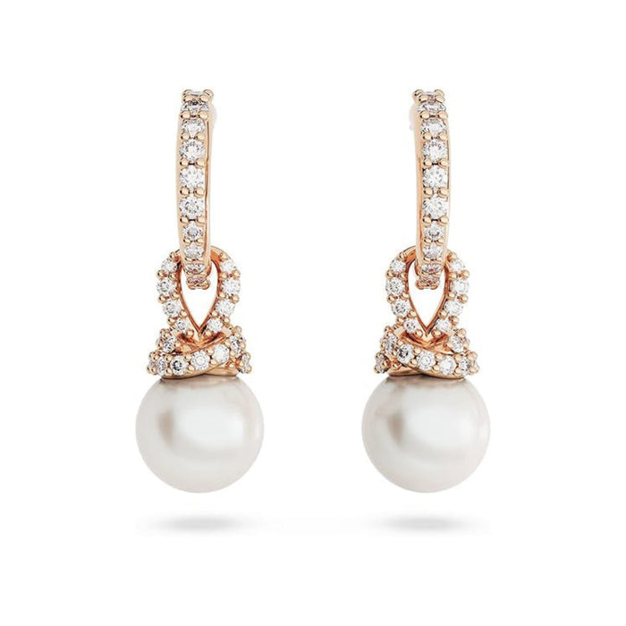 Swarovski Women's Clear Stones In A Rose Gold-Tone Finished Setting Originally Pearl Drop Earrings - 5669524