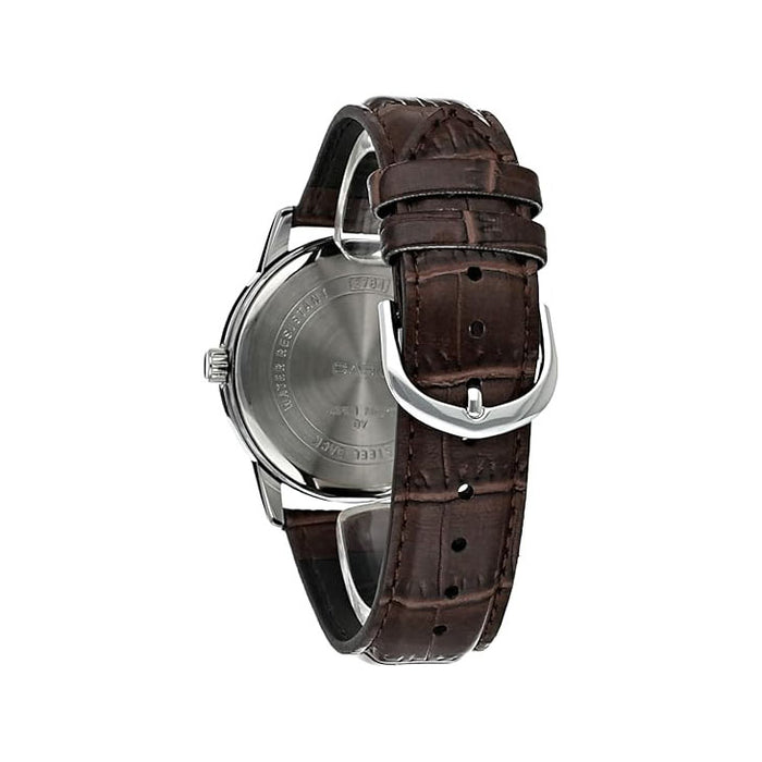 Casio Men's Silver dial Brown Band Analog Quartz Watch - MTP-V002L-7B2UDF
