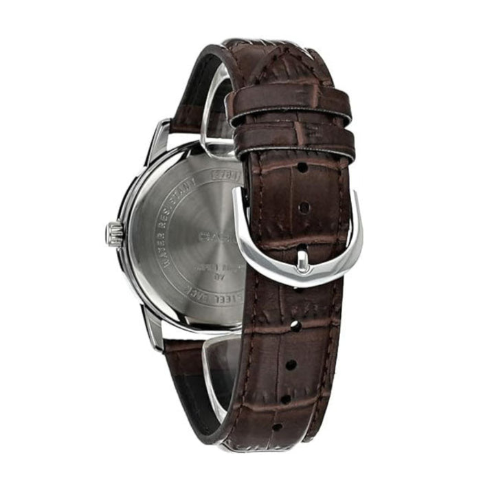 Casio Men's Silver dial Brown Band Analog Quartz Watch - MTP-V002L-7B2UDF