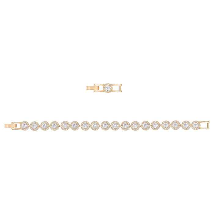 Swarovski Women's Clear circle-cut Crystals with Matching Crystal Pavé on a Rose-Gold Tone Finish Setting Una Angelic Tennis Bracelet - 5240513