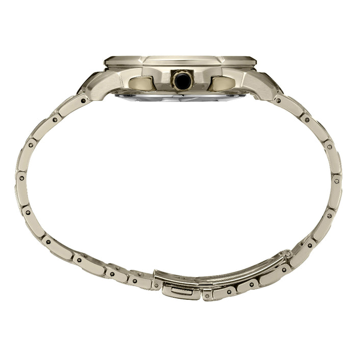 Seiko Coutura Men's Black Dial Light Gold Stainless Steel Band Analog Chronograph Quartz Watch - SSB438