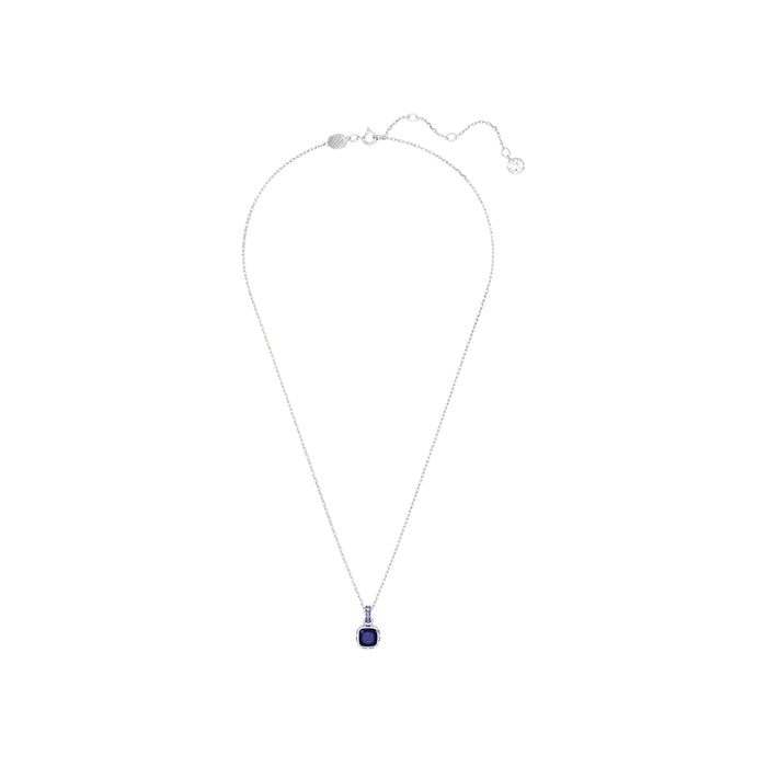 Swarovski Women's Blue Square-Cut Stone and Crystals in a Rhodium-Finished Setting September Birthstone Pendant Necklace - 5651790