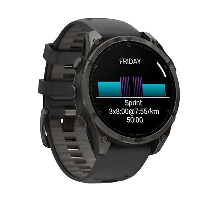 Garmin fēnix 8 Unisex Carbon Gray DLC Titanium with Pebble Gray Band Amoled Sapphire Long-Lasting Battery Life Dive-Rated Built-in LED Flashlight 47 Millimeters Premium Multisport GPS Smartwatch - 010-02904-20