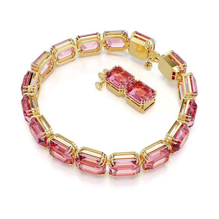 Swarovski Women's Pink Octagon-Cut Crystals in a Gold-Tone Finished Setting Millenia Bracelet - 5683428