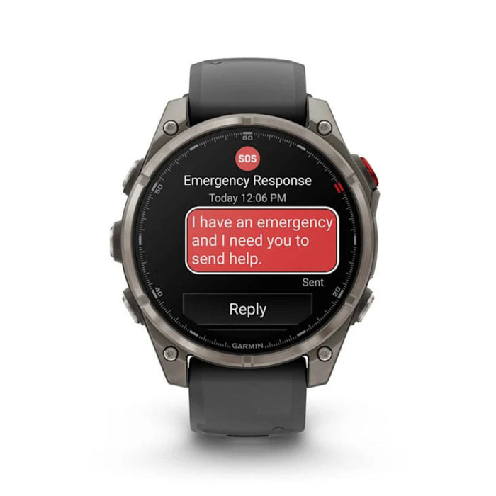 Garmin fēnix® 8 Pro 47mm Unisex Titanium With Graphite/Black Silicone Band AMOLED Display inReach® Technology Sapphire Premium Connected Multisport GPS Smartwatch - 010-03198-10