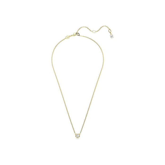 Swarovski Women's Clear Round-Cut Crystal in a Gold-Tone Finished Puffy Bezel Setting Imber Pendant Necklace - 5684511