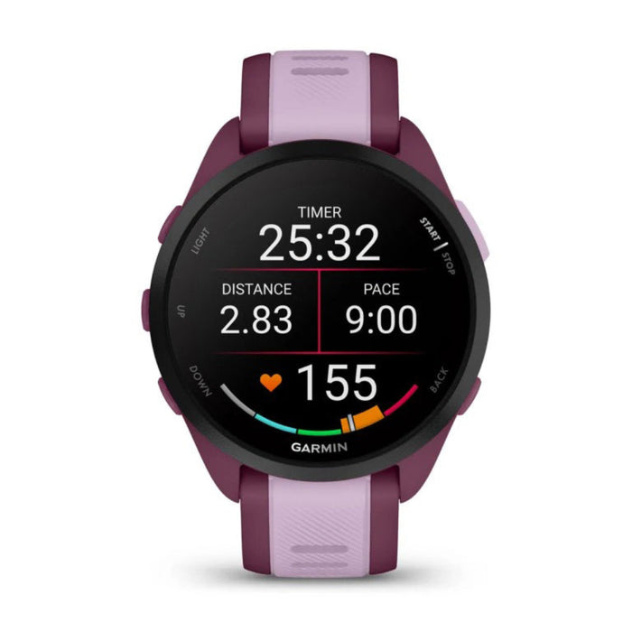 Garmin Unisex Berry Forerunner 165 Music Colorful AMOLED Display Training Metrics and Recovery Insights Music on Your Wrist Running Smartwatch - 010-02863-33