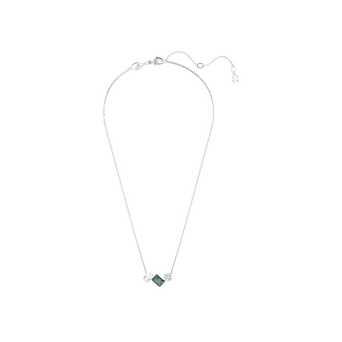Swarovski Women's Green and Clear Mixed-Cut Stones on a Rhodium Finished Chain Mesmera Necklace - 5668278